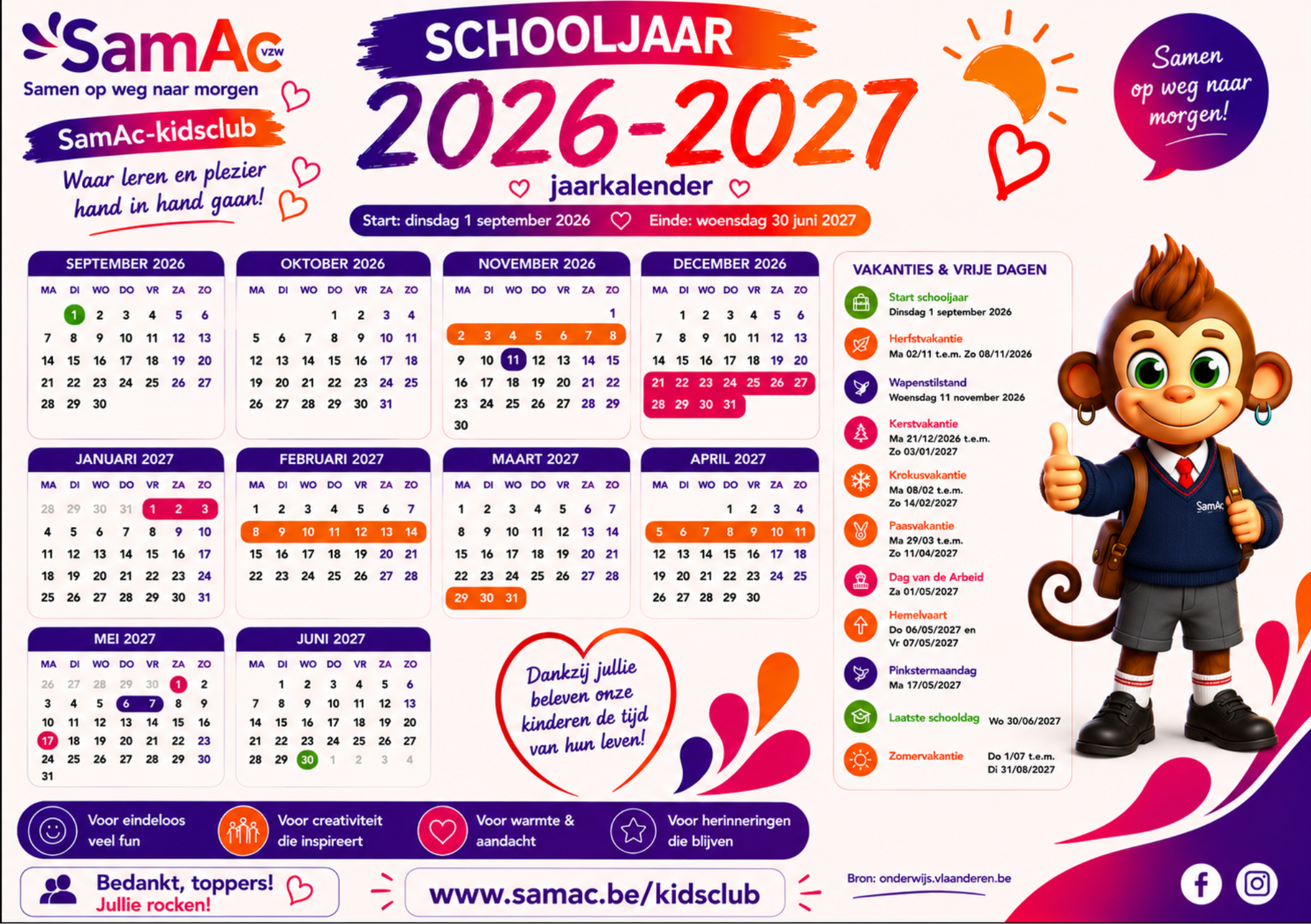 Schoolkalender 2026-2027